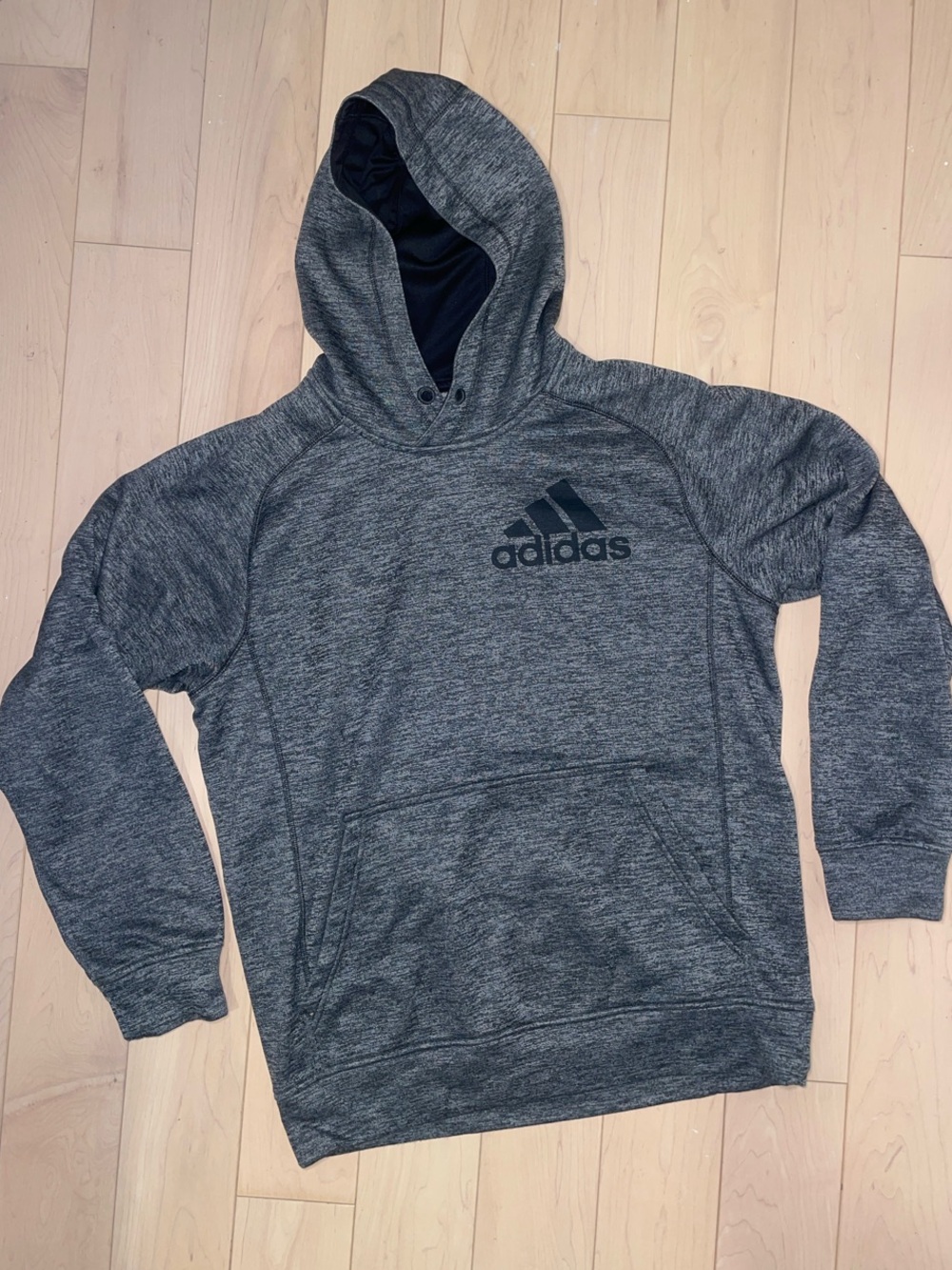 ADIDAS - Sweater Gray Marled Pullover Hoodie with Logo
